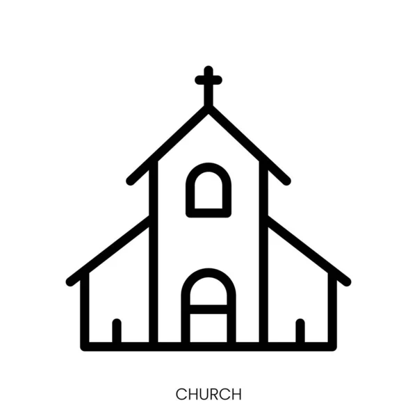 Εικόνα Εκκλησίας Γραμμικός Σχεδιασμός Στυλ Τέχνης Που Απομονώνεται Λευκό Φόντο Εικονογράφηση Αρχείου