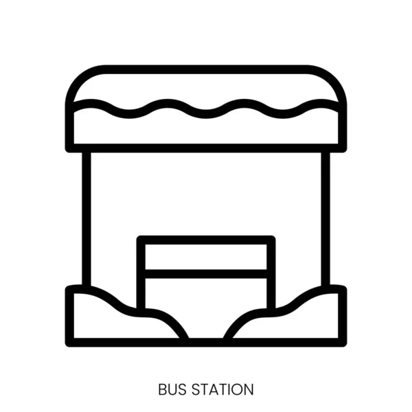 Εικονίδιο Σταθμού Λεωφορείων Γραμμικός Σχεδιασμός Στυλ Τέχνης Που Απομονώνεται Λευκό Royalty Free Διανύσματα Αρχείου
