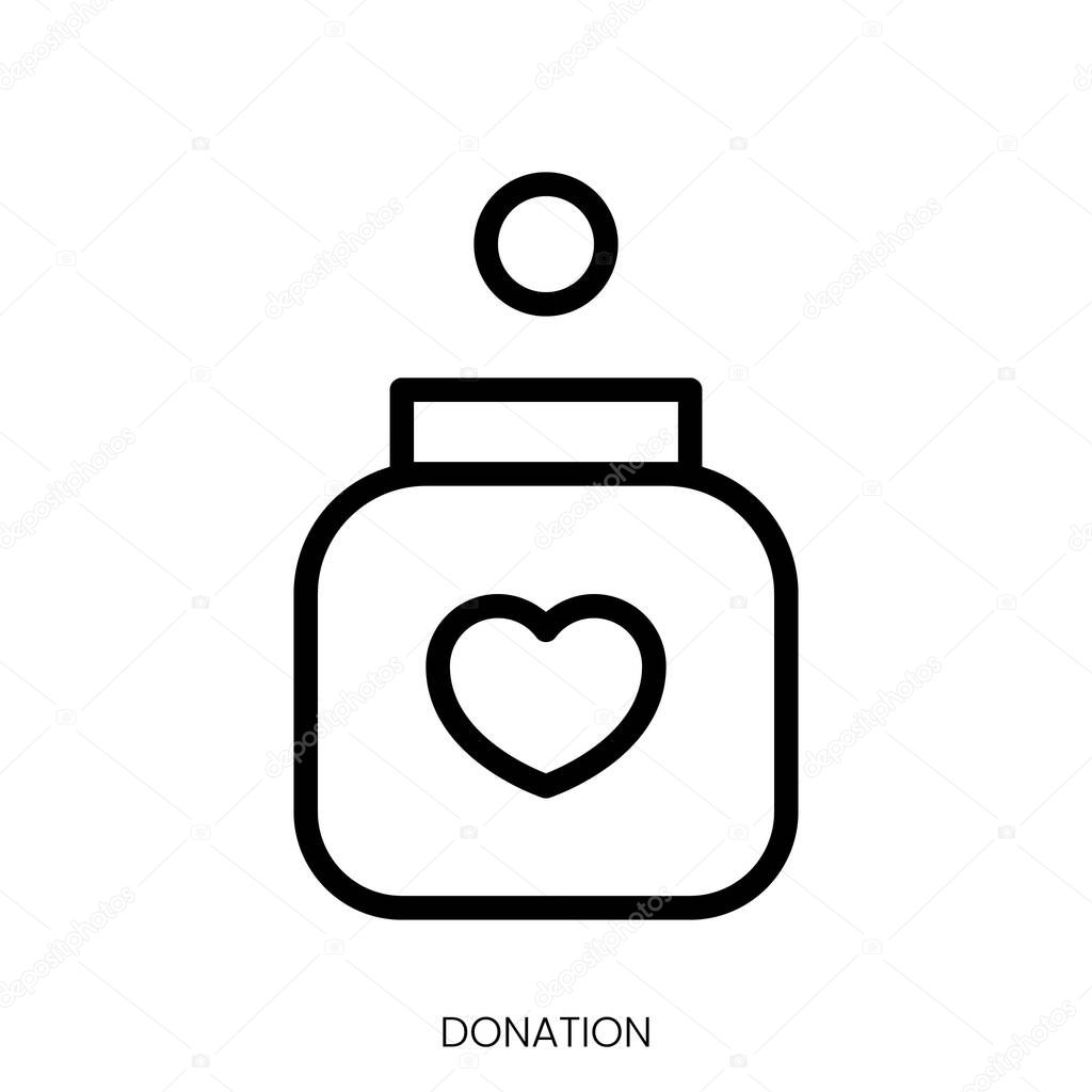 Donation icon. Line Art Style Design Isolated On White Background