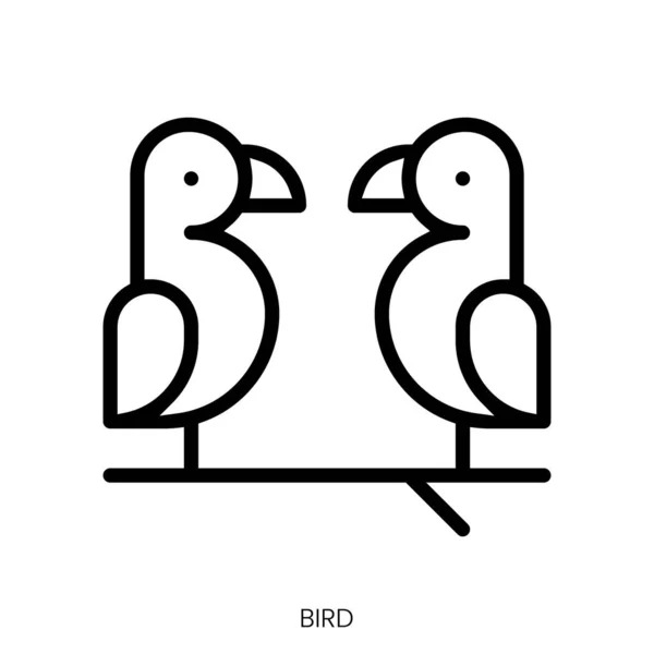 Icona Dell Uccello Linea Art Style Design Isolato Sfondo Bianco — Vettoriale Stock