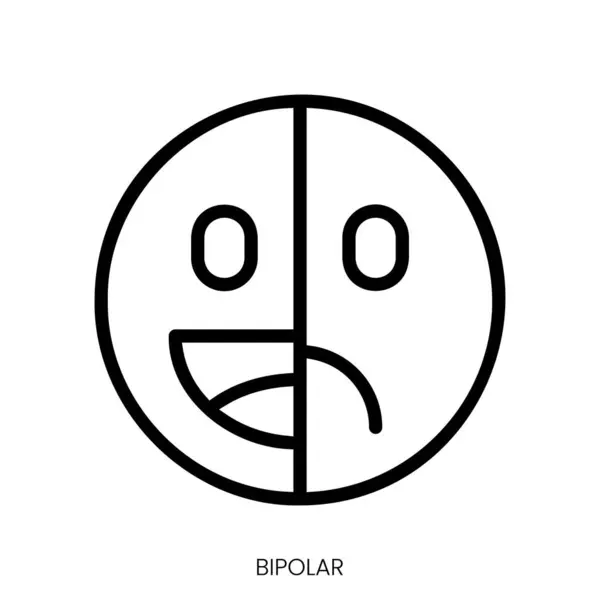 Icono Bipolar Diseño Estilo Arte Línea Aislado Sobre Fondo Blanco — Archivo Imágenes Vectoriales