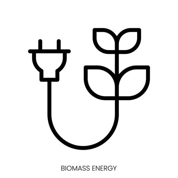 Ícone Energia Biomassa Design Estilo Arte Linha Isolado Fundo Branco — Vetor de Stock