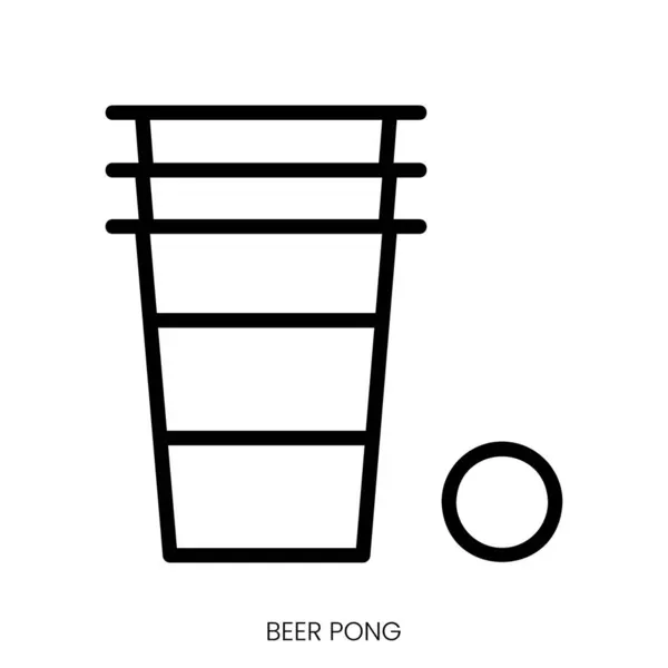 Bier Pong Symbol Line Art Style Design Isoliert Auf Weißem — Stockvektor