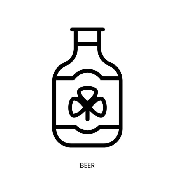ビールアイコン ホワイトバックグラウンドのラインアートスタイルデザイン — ストックベクタ