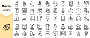 Set of museum icons. Simple line art style icons pack. Vector illustration