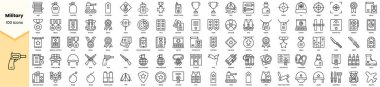 Set of military icons. Simple line art style icons pack. Vector illustration