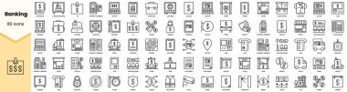 Set of banking icons. Simple line art style icons pack. Vector illustration