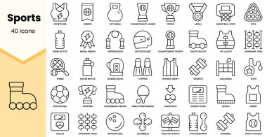 Set of sports icons. Simple line art style icons pack. Vector illustration