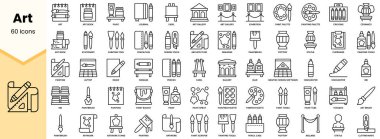 Sanat simgeleri. Basit çizgi sanat simgeleri paketi. Vektör illüstrasyonu