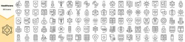 Set of healthcare icons. Simple line art style icons pack. Vector illustration