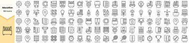 Set of education icons. Simple line art style icons pack. Vector illustration