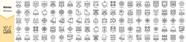 Kış ikonları seti. Basit çizgi sanat simgeleri paketi. Vektör illüstrasyonu