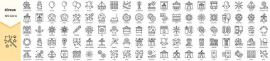 Set of circus icons. Simple line art style icons pack. Vector illustration