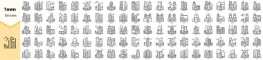 Set of town icons. Simple line art style icons pack. Vector illustration