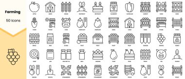 Set of farming icons. Simple line art style icons pack. Vector illustration