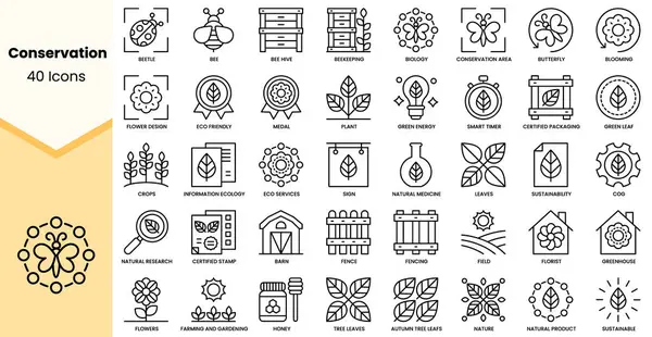 Koruma simgeleri seti. Basit çizgi sanat simgeleri paketi. Vektör illüstrasyonu