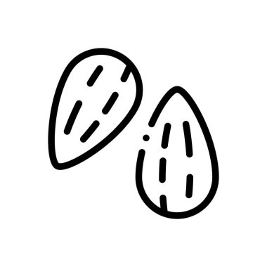 Badem simgesi. Beyaz Arkaplanda İnce Doğrusal Tasarım