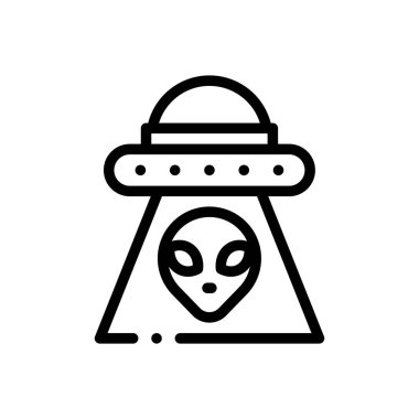 Uzaylı ikonu. Beyaz Arkaplanda İnce Doğrusal Tasarım