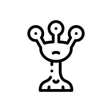 Uzaylı ikonu. Beyaz Arkaplanda İnce Doğrusal Tasarım