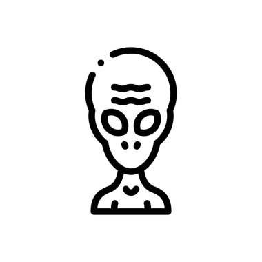 Uzaylı ikonu. Beyaz Arkaplanda İnce Doğrusal Tasarım