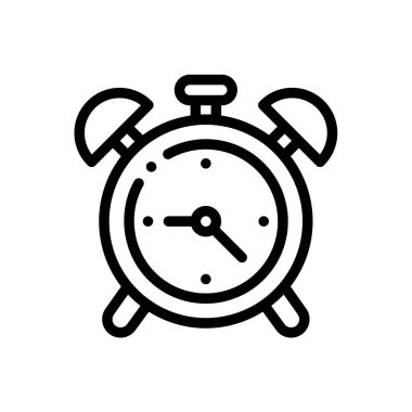 Çalar saat simgesi. Beyaz Arkaplanda İnce Doğrusal Tasarım