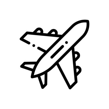 Uçak ikonu. Beyaz Arkaplanda İnce Doğrusal Tasarım