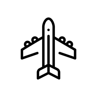 Uçak ikonu. Beyaz Arkaplanda İnce Doğrusal Tasarım