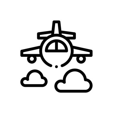 Uçak ikonu. Beyaz Arkaplanda İnce Doğrusal Tasarım