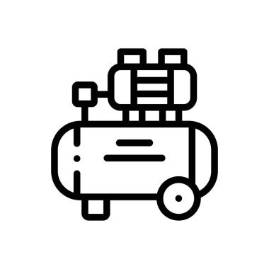 Hava kompresör simgesi. Beyaz Arkaplanda İnce Doğrusal Tasarım