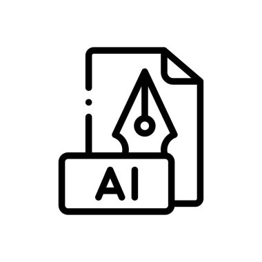 Yapay zeka simgesi. Beyaz Arkaplanda İnce Doğrusal Tasarım