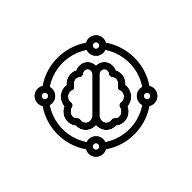 Yapay zeka simgesi. Beyaz Arkaplanda İnce Doğrusal Tasarım