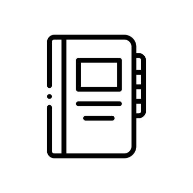 Ajanda simgesi. Beyaz Arkaplanda İnce Doğrusal Tasarım