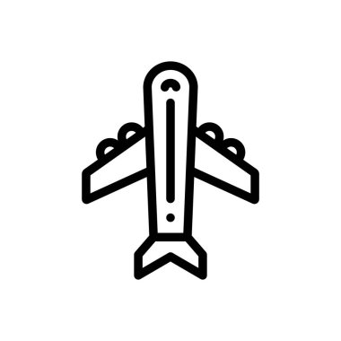 Uçak simgesi. Beyaz Arkaplanda İnce Doğrusal Tasarım