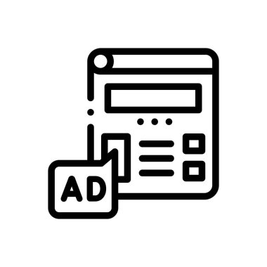 Reklam ikonu. Beyaz Arkaplanda İnce Doğrusal Tasarım