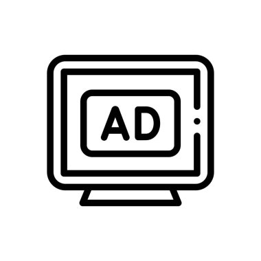 Reklam simgesi. Beyaz Arkaplanda İnce Doğrusal Tasarım