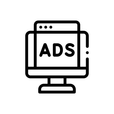 Reklam simgesi. Beyaz Arkaplanda İnce Doğrusal Tasarım