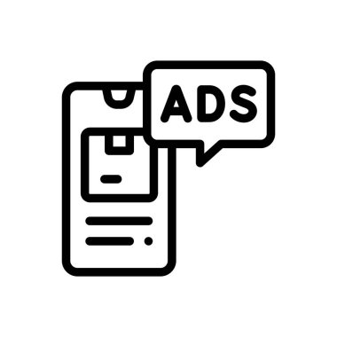 Reklam simgesi. Beyaz Arkaplanda İnce Doğrusal Tasarım