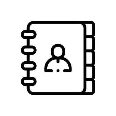 Adres defteri simgesi. Beyaz Arkaplanda İnce Doğrusal Tasarım