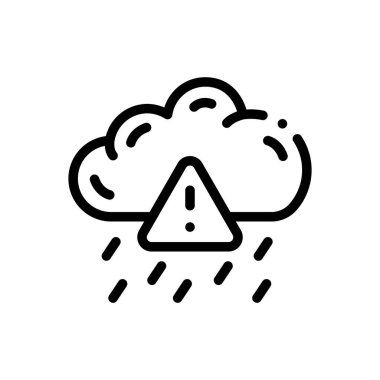 Asit yağmuru ikonu. Beyaz Arkaplanda İnce Doğrusal Tasarım