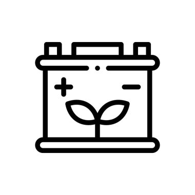 akümülatör simgesi. Beyaz Arkaplanda İnce Doğrusal Tasarım