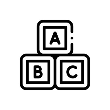 ABC blok simgesi. Beyaz Arkaplanda İnce Doğrusal Tasarım