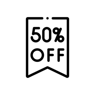 Yüzde 50 ikon. Beyaz Arkaplanda İnce Doğrusal Tasarım