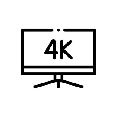 4K simgesi. Beyaz Arkaplanda İnce Doğrusal Tasarım