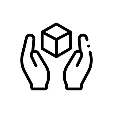 3D yazdırma simgesi. Beyaz Arkaplanda İnce Doğrusal Tasarım