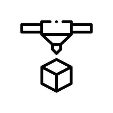 3D yazıcı simgesi. Beyaz Arkaplanda İnce Doğrusal Tasarım