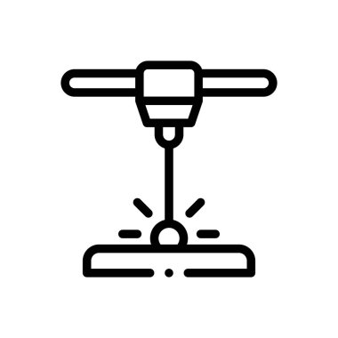 3D yazıcı simgesi. Beyaz Arkaplanda İnce Doğrusal Tasarım