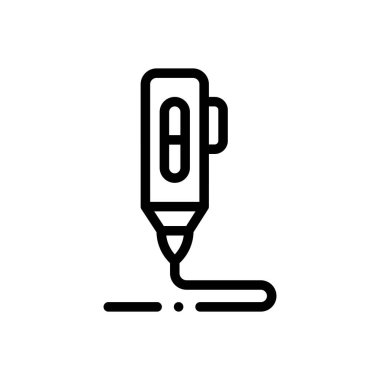 3D kalem simgesi. Beyaz Arkaplanda İnce Doğrusal Tasarım