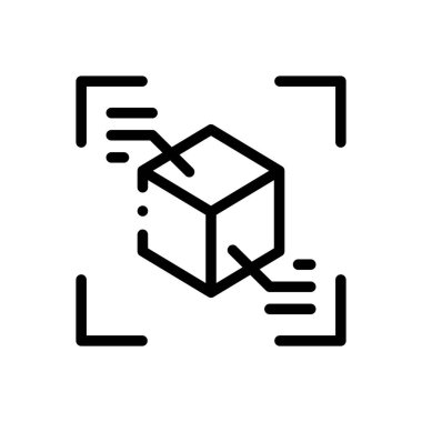 3D model ikonu. Beyaz Arkaplanda İnce Doğrusal Tasarım