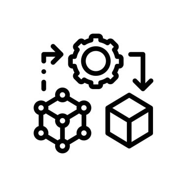 3D model ikonu. Beyaz Arkaplanda İnce Doğrusal Tasarım