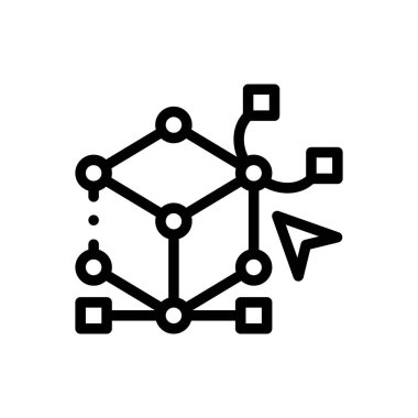 3D model ikonu. Beyaz Arkaplanda İnce Doğrusal Tasarım